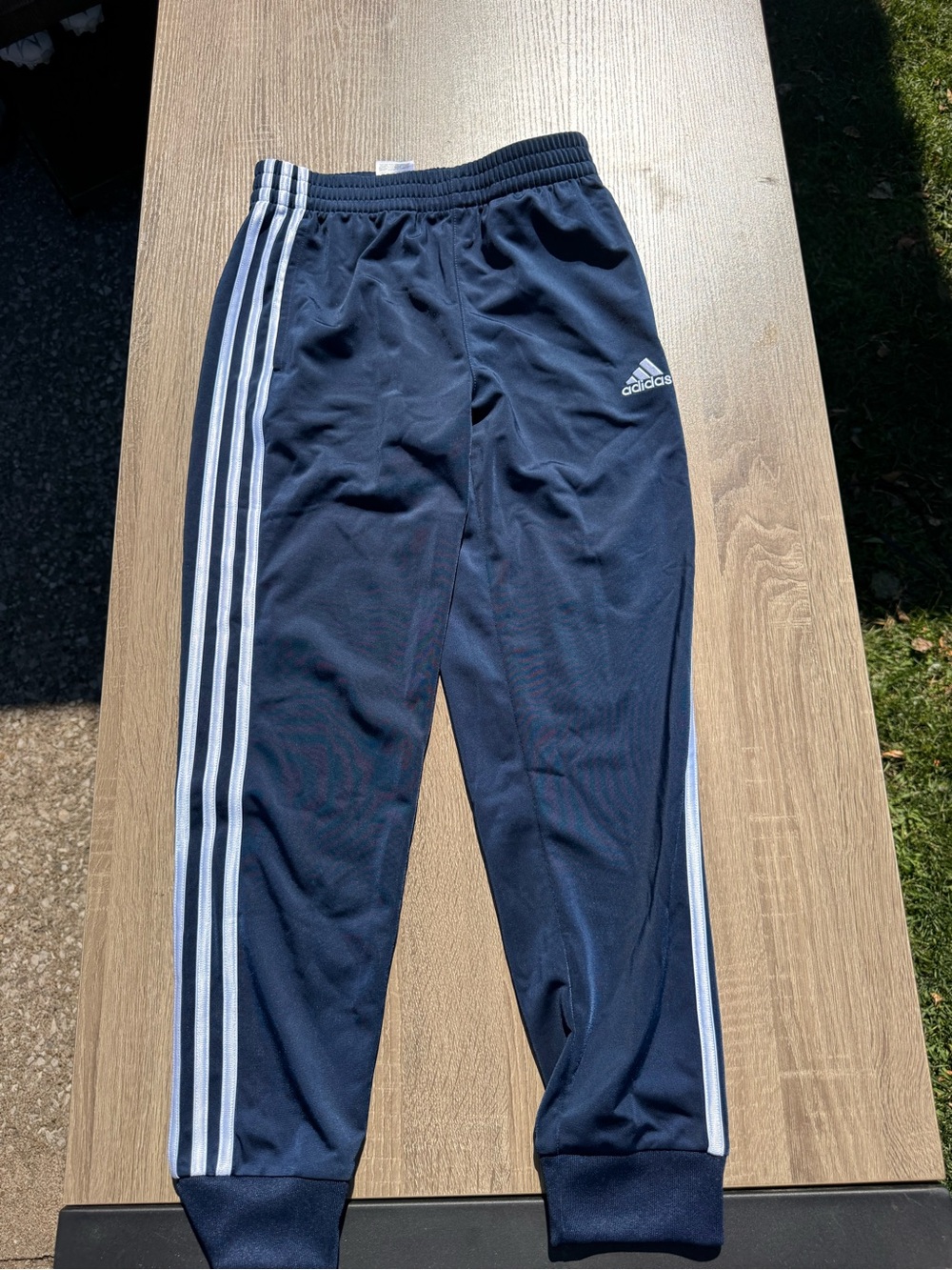 adidas Navy Blue Kids Sweatpants with White Stripes
